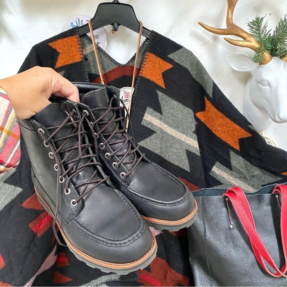 ROOTS leather winter boots w cabin cottage vibe unisex - Picture 7 of 15